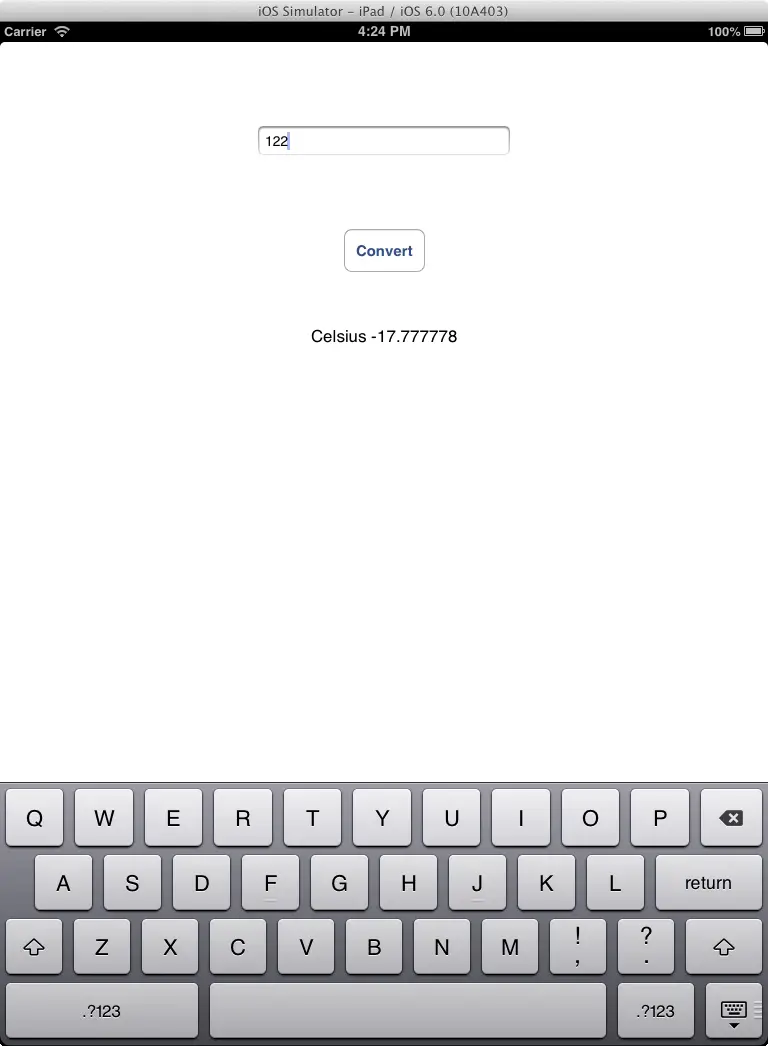 Example iPad iOS 6 app running in iOS 6 Simulator
