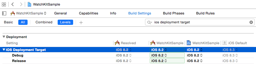 Setting the iOS deployment target
