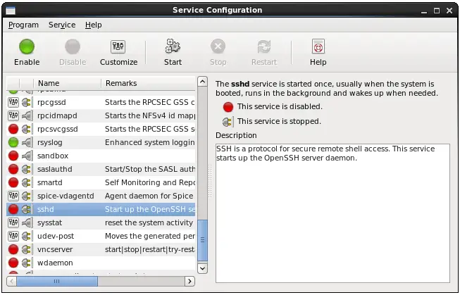 Disabling the SSH Server service on CentOS 6