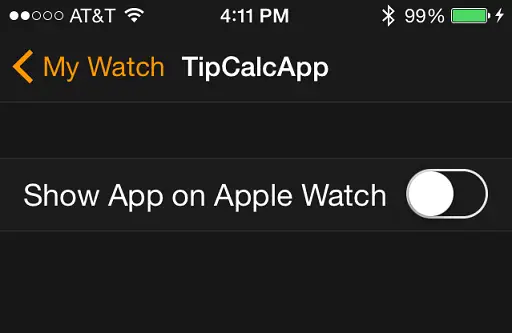 Hiding an app on the Apple Watch
