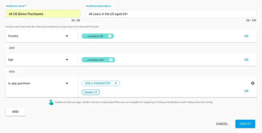 Firebase analytics audience creation screen.png