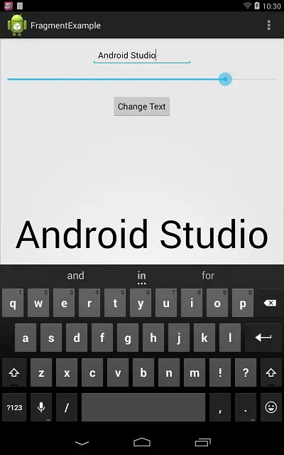 An Android Studio fragment example app running