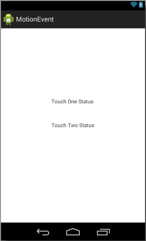 The user interface for an Android Studio based touch motion example app