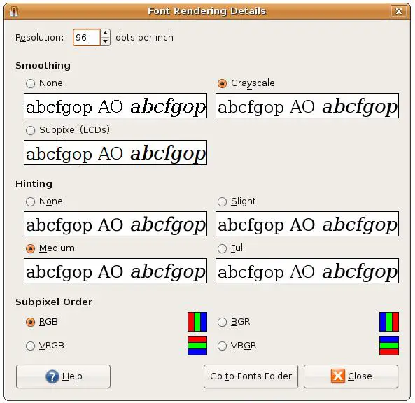 Ubuntu Desktop Font Rendering Detail Screen