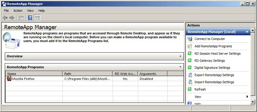 Configuring RemoteApp programs for RD Web Access