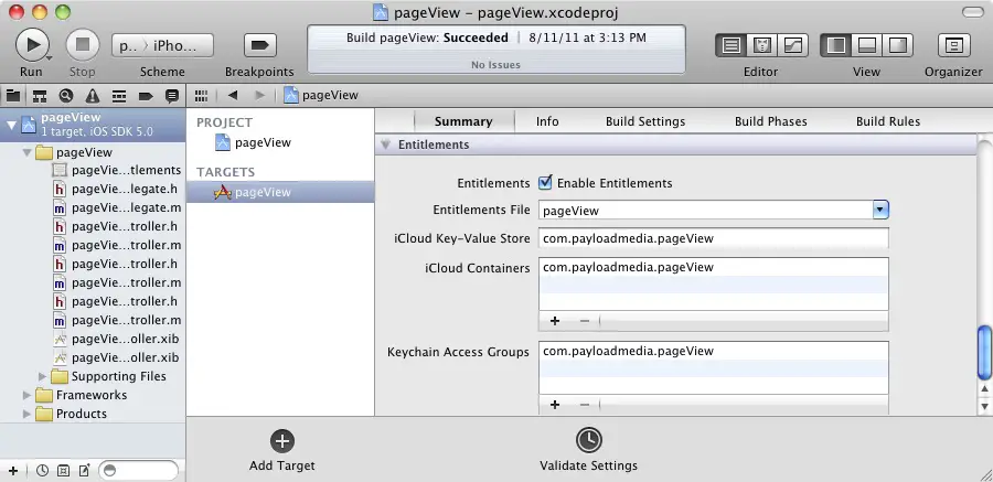 Enabling iCloud entitlements in Xcode