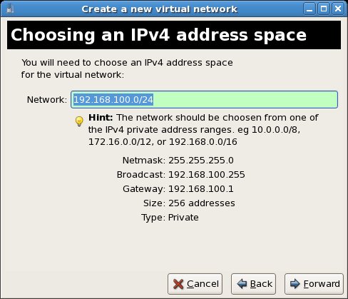 Defining the virtual network address space