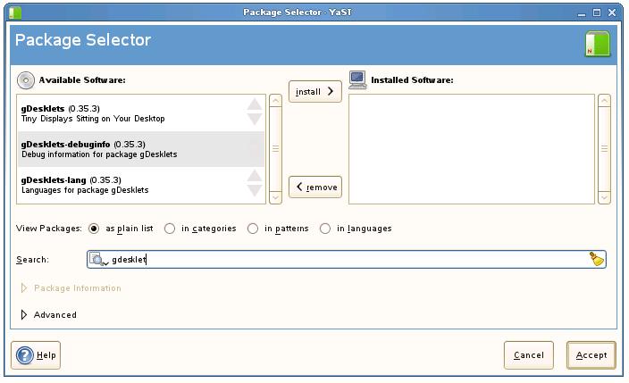 Installing the gDesklet packaages on openSUSE