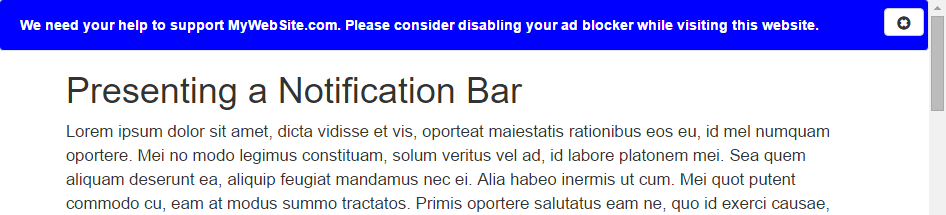 An Ad Blocker removal request notification bar