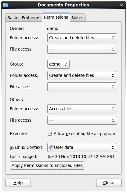RHEL 6 file and folder permissions