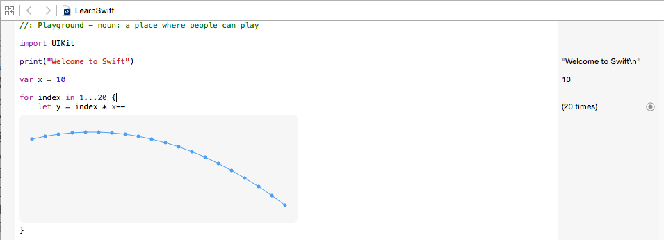 Viewing a value history in a Swift playground