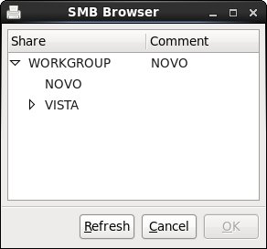 The CentOS 6 SMB browser window