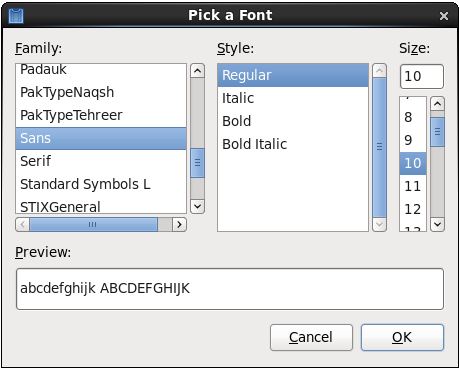 RHEL 6 Font Selection Browser