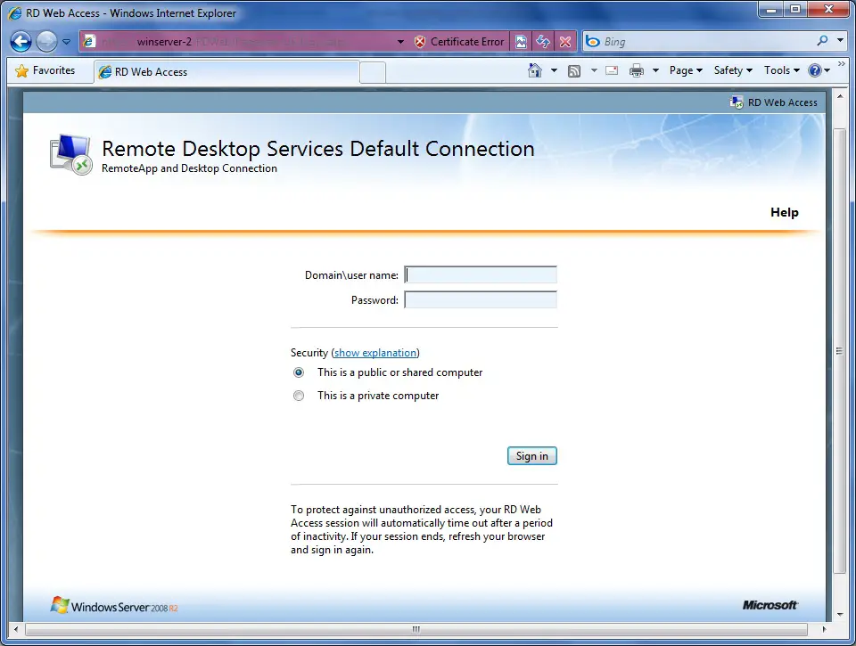 Configuring Windows Server 2008 RD Web Access Techotopia Configuring Windows Server 2008 RD Web Access Techotopia