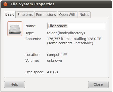 Ubuntu 10.10 File system properties