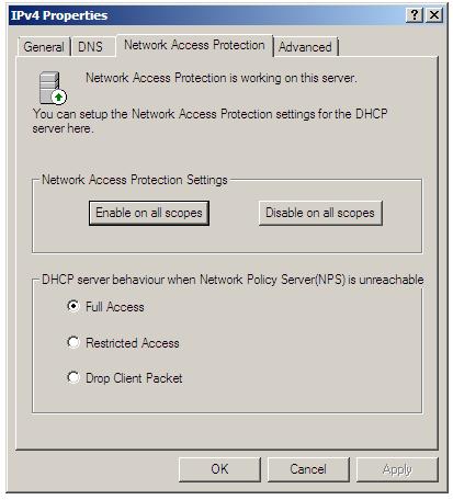 Configuring global DHCP NAP settings