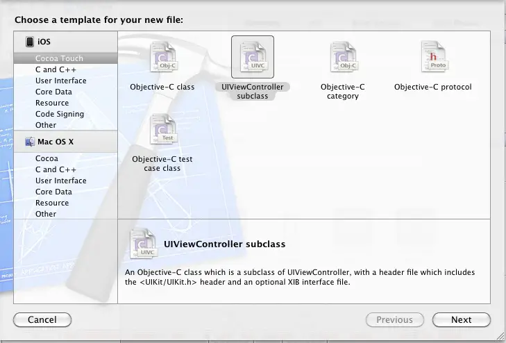 Adding a new view controller to an Xcode iPhone iOS 5 project