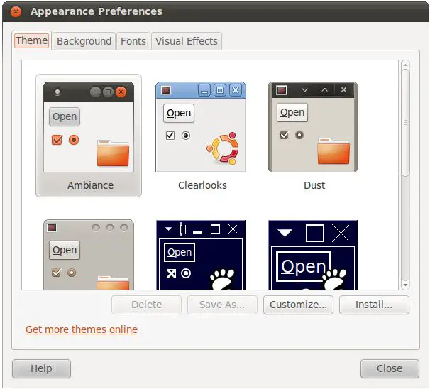 Ubuntu 10.10 theme preferences