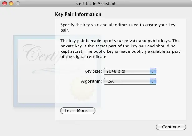 Configuring iOS Developer Certificate Key Pair Information