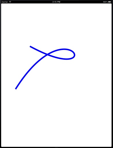 A quadratic bezier curve drawn on an iPad
