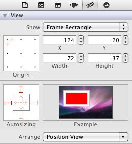 The Xcode 4 size inspector