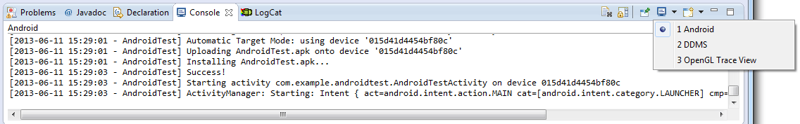 Changing the Eclipse console view