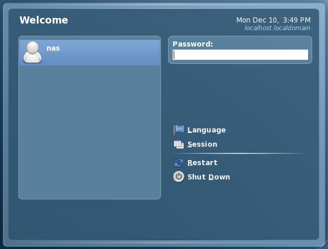 The Fedora GNOME Desktop Login Screen
