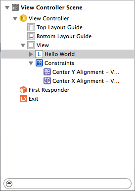 The Xcode 6 Document Outline panel