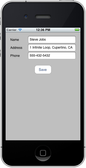 An example iPhone iOS 5 data archiving example running