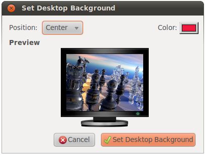 The Ubuntu desktop background settings dialog