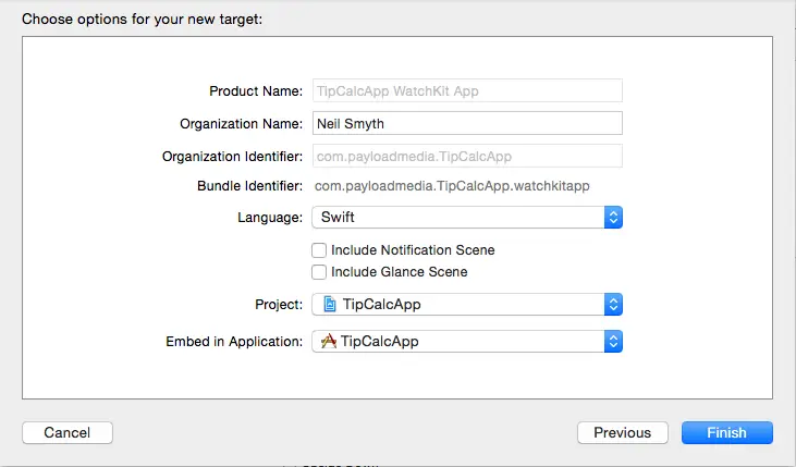 Adding a WatchKit extension to an Xcode project