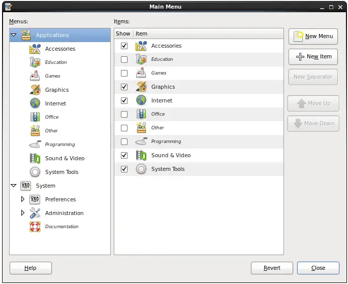 Editing the CentOS 6 desktop menu system with alacarte