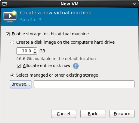 Configuring storage for an RHEL 6 virtual machine
