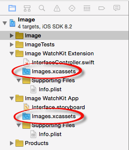 Watchkit image assets in project.png