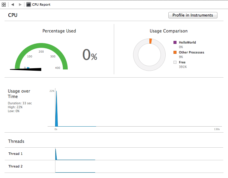 Monitoring App performance in Xcode 7