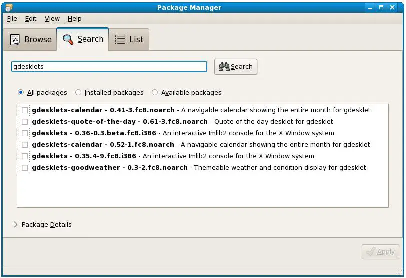 Installing gDesklets on Fedora