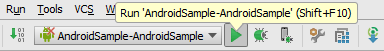 The Android Studio toolbar Run button
