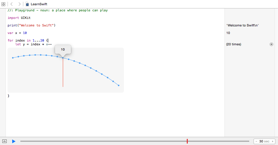 Using the Swift Playground Timeline Slider