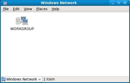 Fedora Network browser detects the presence of a Windows Workgroup