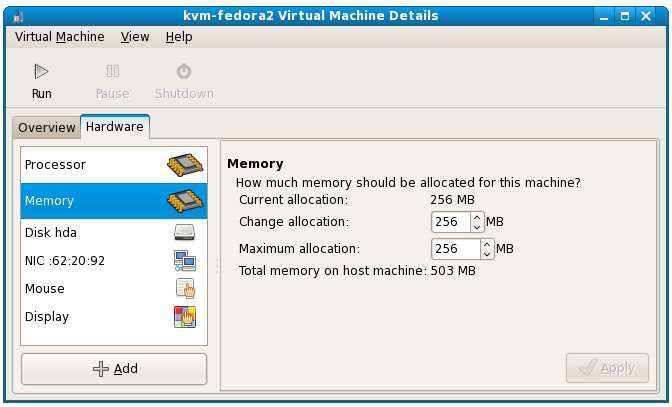 KVM Virtual Machine Details - Memory