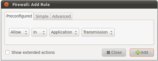 The Ubuntu 11.04 gufw add rule dialog
