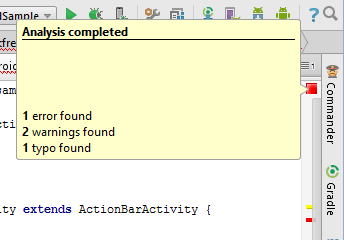 Android Studio Editor analysis popup