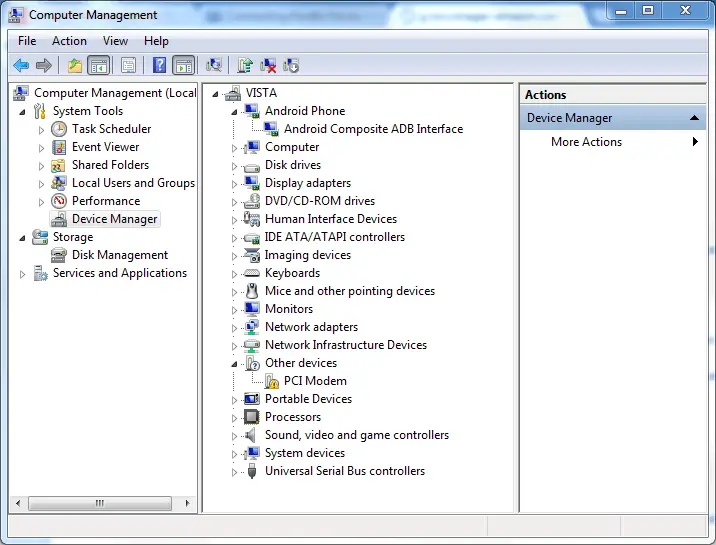 Kindle Fire listed in Windows device manager