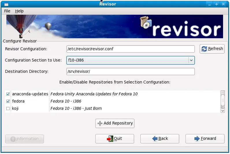 Fedora Revisor Configuration Selection