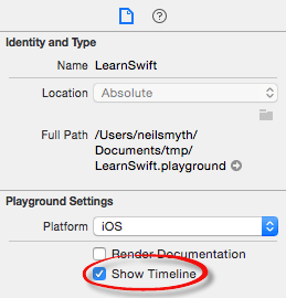 Enabling the Swift Playground timeline slider