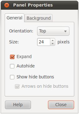 Ubuntu 10.10 desktop panel properties