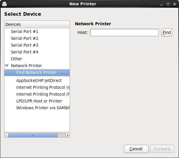 Adding a network printer to an RHEL 6 system