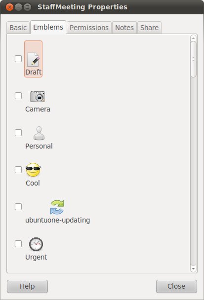 Ubuntu 10.10 File Manager emblem properties