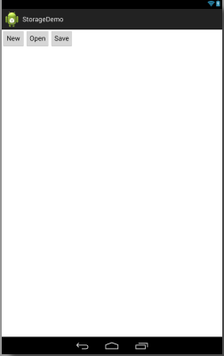The UI layout for an Android Storage Access Framework Example application