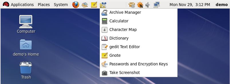 The accessories menu added to panel
